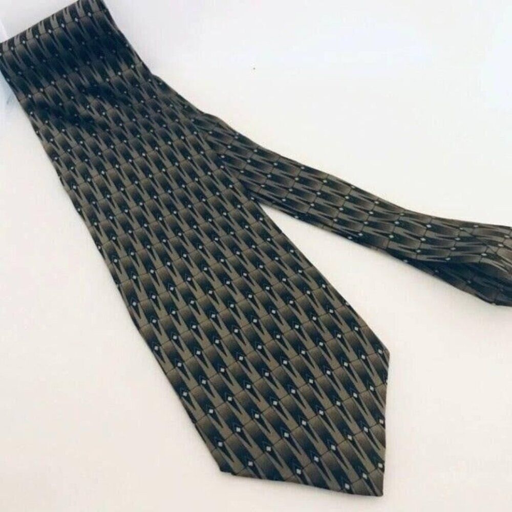 #1628 VTG ZIGGURAT KAKHI GREEN NECKTIE 57 IN X 4 IN